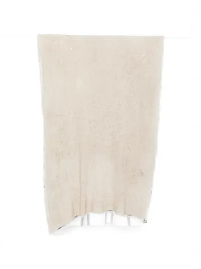Avant Toi Foil-print Frayed Scarf In White