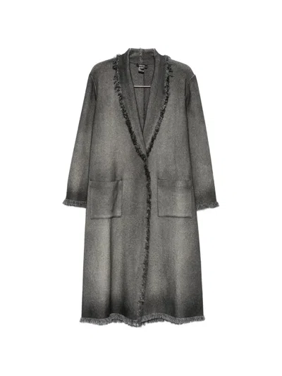 Avant Toi Fringed-trim Herringbone-weave Coat In Green