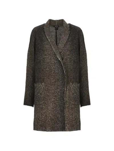 Avant Toi Black Beige Woven Shawl Cardigan