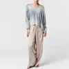 Avant Toi Frosted Effect Stretch Silk Palazzo Pants In Noce Moscata In Gray