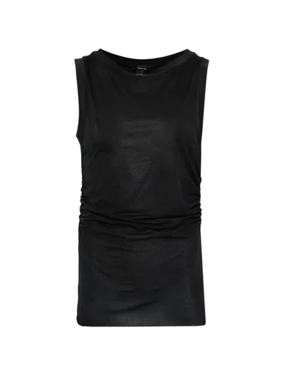 Avant Toi Gathered Top In Black
