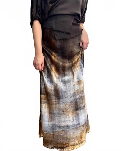 Avant Toi Gonna Seta Skirt In Antelope In Multi