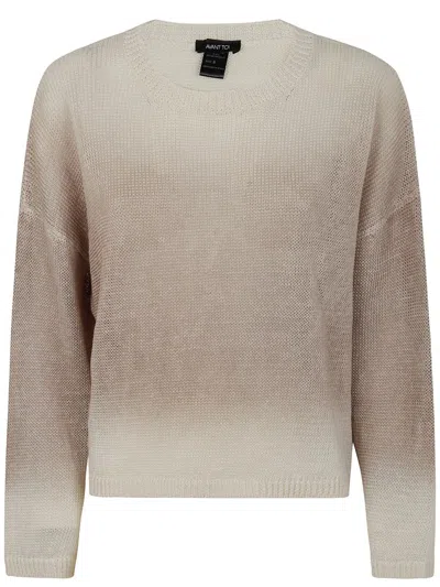 Avant Toi Gradient Effect Linen Round Neck Pullover Clothing In Brown