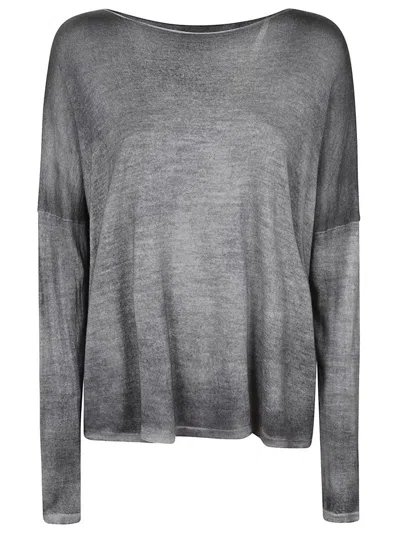 Avant Toi Gradient Husky Cashmere-silk Blend Sweater With Boat Neck In Animal Print