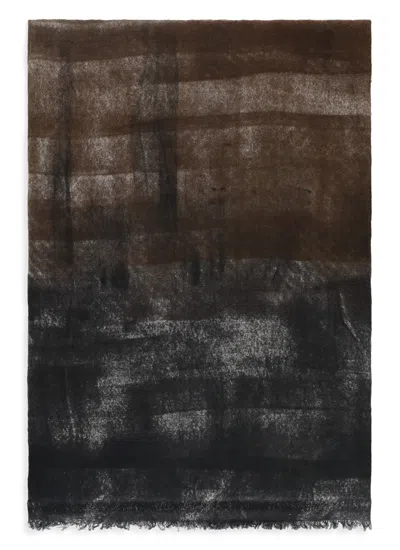 Avant Toi Gradient Wool Scarf With Fringed Edges In Multi