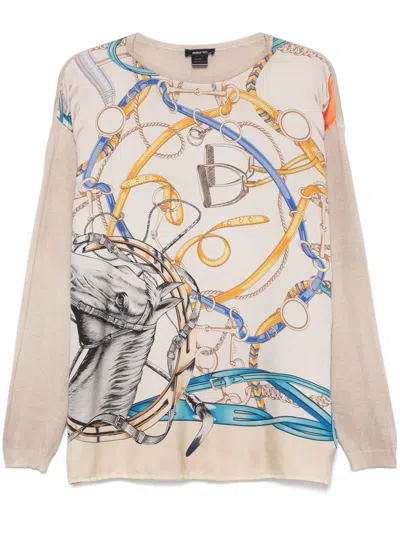 Avant Toi Graphic-print Knitted Top In Brown