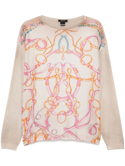 Avant Toi Graphic-print Knitted Top In Neutrals