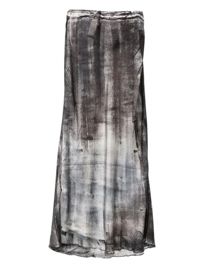 Avant Toi Graphic-print Maxi Skirt In Gray