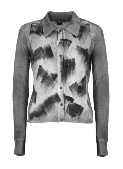 Avant Toi Grey Abstract Pattern Cashmere Cardigan In Gray