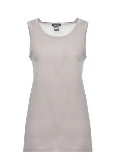 Avant Toi Grey Round Neck Cotton Tank Top In Transparent