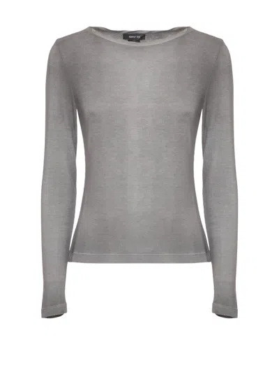 Avant Toi Grey Round Neck Silk-blend Sweater In Gray