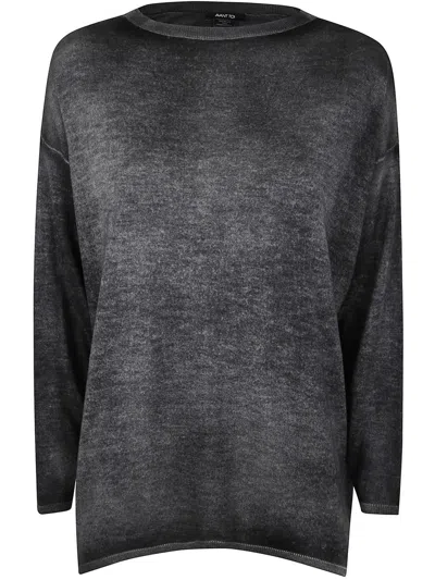 Avant Toi Hand Painted Boat Neck Off Gauge Pullover Clothing In Grey
