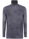 Avant Toi Hand Painted Brushed Cotton High Neck Pullover In Gray