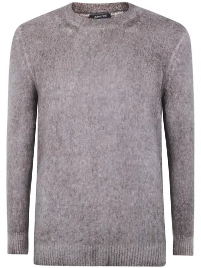 Avant Toi Hand Painted Brushed Cotton High Neck Pullover Clothing In Gray