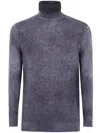 Avant Toi Hand Painted Brushed Cotton High Neck Pullover In Gray
