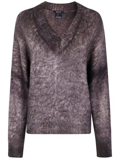 AVANT TOI AVANT TOI "HAND PAINTED" BRUSHED COTTON V NECK PULLOVER