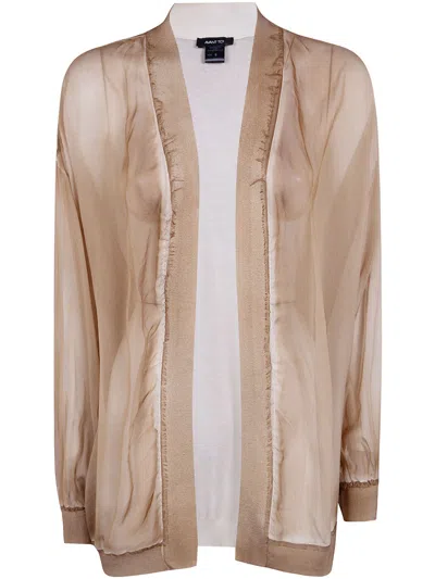 Avant Toi Hand Painted Chiffon Cardigan With Pure Silk Fine Back And E In Brown