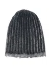 Avant Toi Hand Painted Corn Cob Stitch Hat With Destroyed Effect Accessories In Black