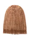 Avant Toi Hand Painted Corn Cob Stitch Hat With Destroyed Effect Accessories In Brown