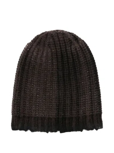 Avant Toi Hand Painted Corn Cob Stitch Hat With Destroyed Effect Accessories In Black