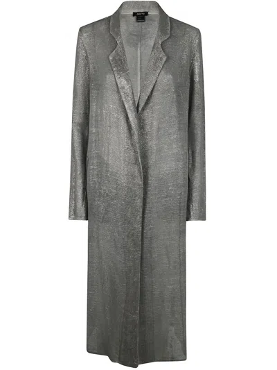 Avant Toi Hand Painted Linen And Cotton Net Fabric Long Duster Clothing In Grey