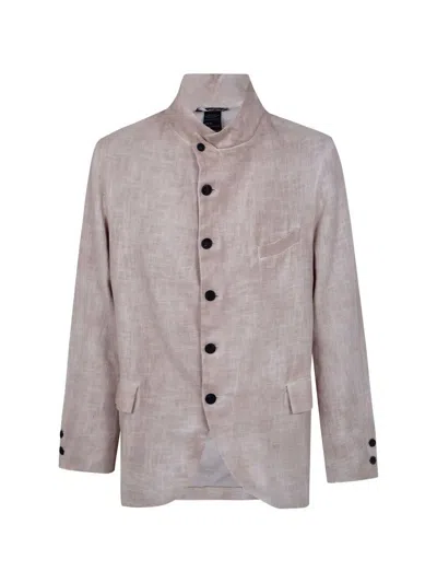 Avant Toi High-neck Button-up Blazer In Brown