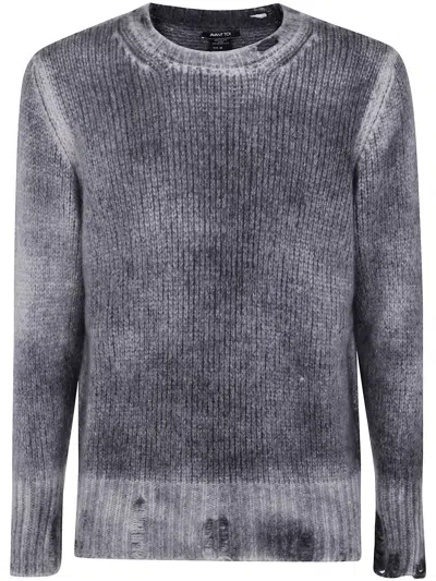AVANT TOI AVANT TOI HAND PAINTED ROUND NECK PULLOVER IN CASHMERE SILK WITH DESTROYED EDGES