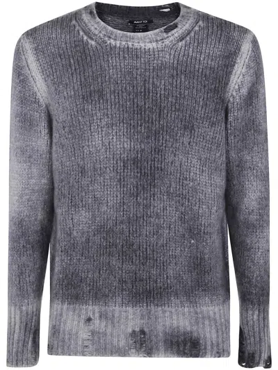 Avant Toi Hand Painted Round Neck Pullover In Cashmere Silk With Destroyed Edges Clothing In Multi