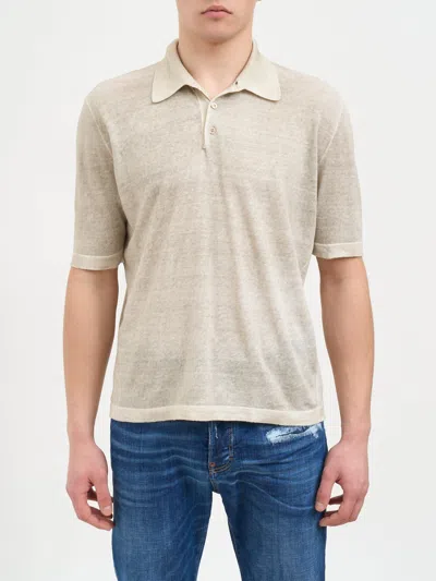 Avant Toi Linen And Cotton Polo Shirt In Neutral