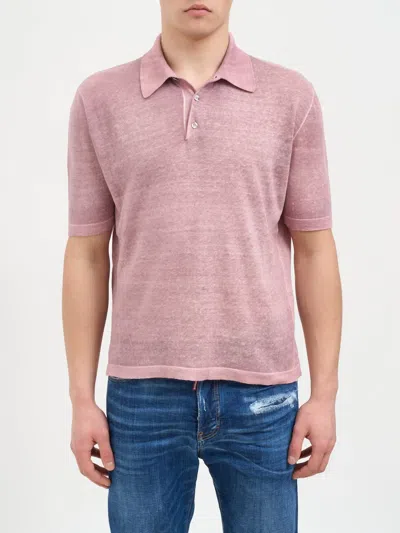 Avant Toi Hand-painted Short-sleeve Polo Shirt In Pink