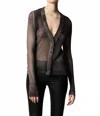 Avant Toi Hand Painted V Neck Cardigan In Nero In Black