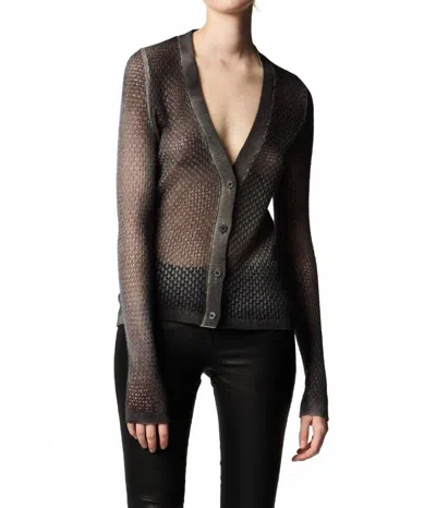 Avant Toi Hand Painted V Neck Cardigan In Nero In Black