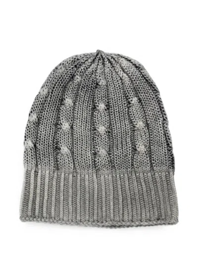 Avant Toi Hat Cashmere Hand Painted "braided And Ribbed" In Gray
