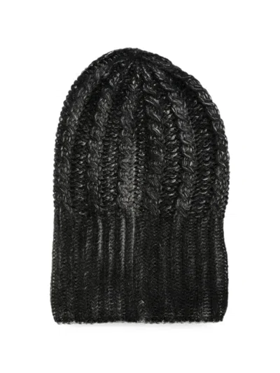 Avant Toi Hat Cashmere "hand Painted Braided Hat" In Black