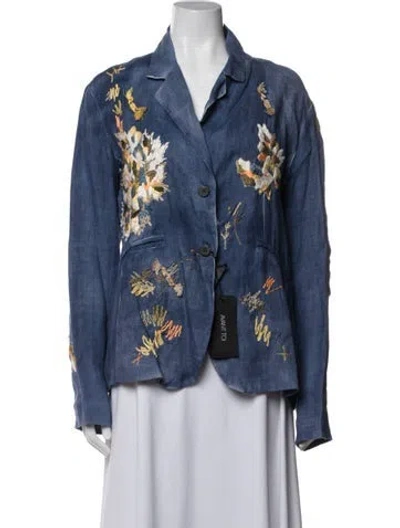 Pre-owned Avant Toi Hemp Floral Print Blazer W/ Tags In Blue
