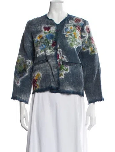 Pre-owned Avant Toi Hemp Printed Evening Jacket In Blue