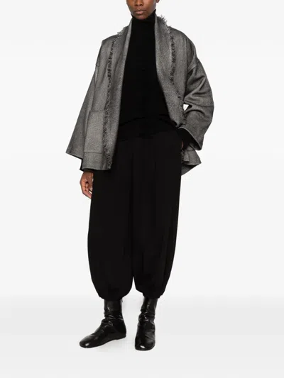 Avant Toi Herringbone Frayed-edge Jacket In Gray