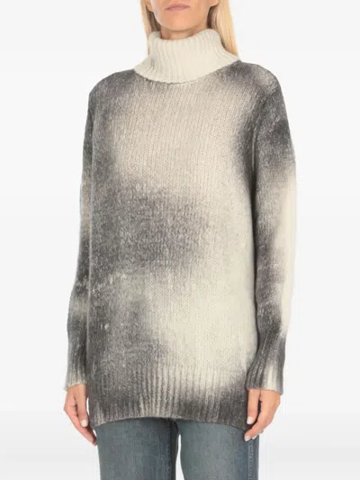 Avant Toi High-neck Gradient Knit Jumper In Black