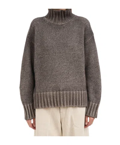 Avant Toi High-neck Ribbed Sweater In Brown