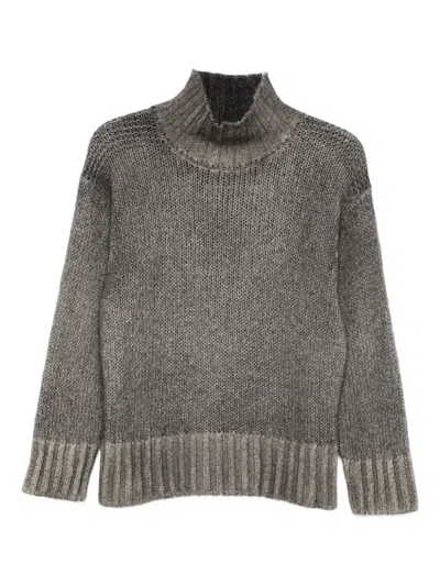 Avant Toi High-neck Ribbed Sweater In Gray