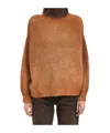 Avant Toi Cotton High Neck Sweater In Brown