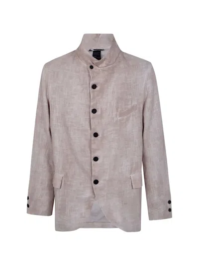 Avant Toi High-neck Button-up Blazer In Brown