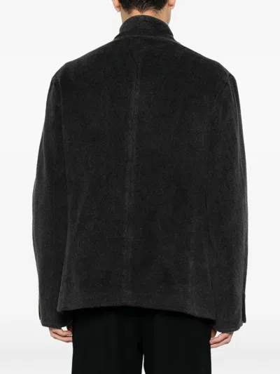 Avant Toi High-neck Button-up Blazer In Gray