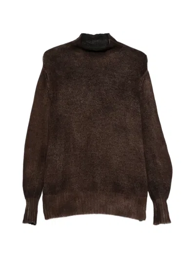 Avant Toi High-neck Rib-trimmed Sweater In Brown