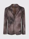 Avant Toi Felted Rever Jacket With Black Brush Strokes Effect In Brown