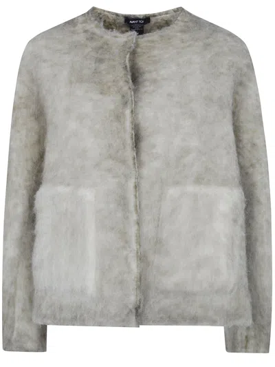 Avant Toi Jacket Hand Painted Alpaca Round Neck In Green