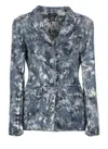 Avant Toi Blue Linen Blend Blazer In Blue