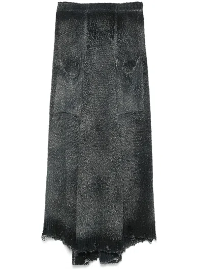 Avant Toi Knitted Midi Skirt In Grey