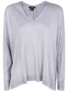 Avant Toi Laminated Hand Painted Oversize V Neck Pullover In Gray