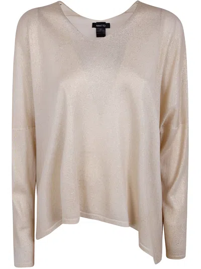 Avant Toi Laminated Hand Painted Oversize V Neck Pullover In Neutral